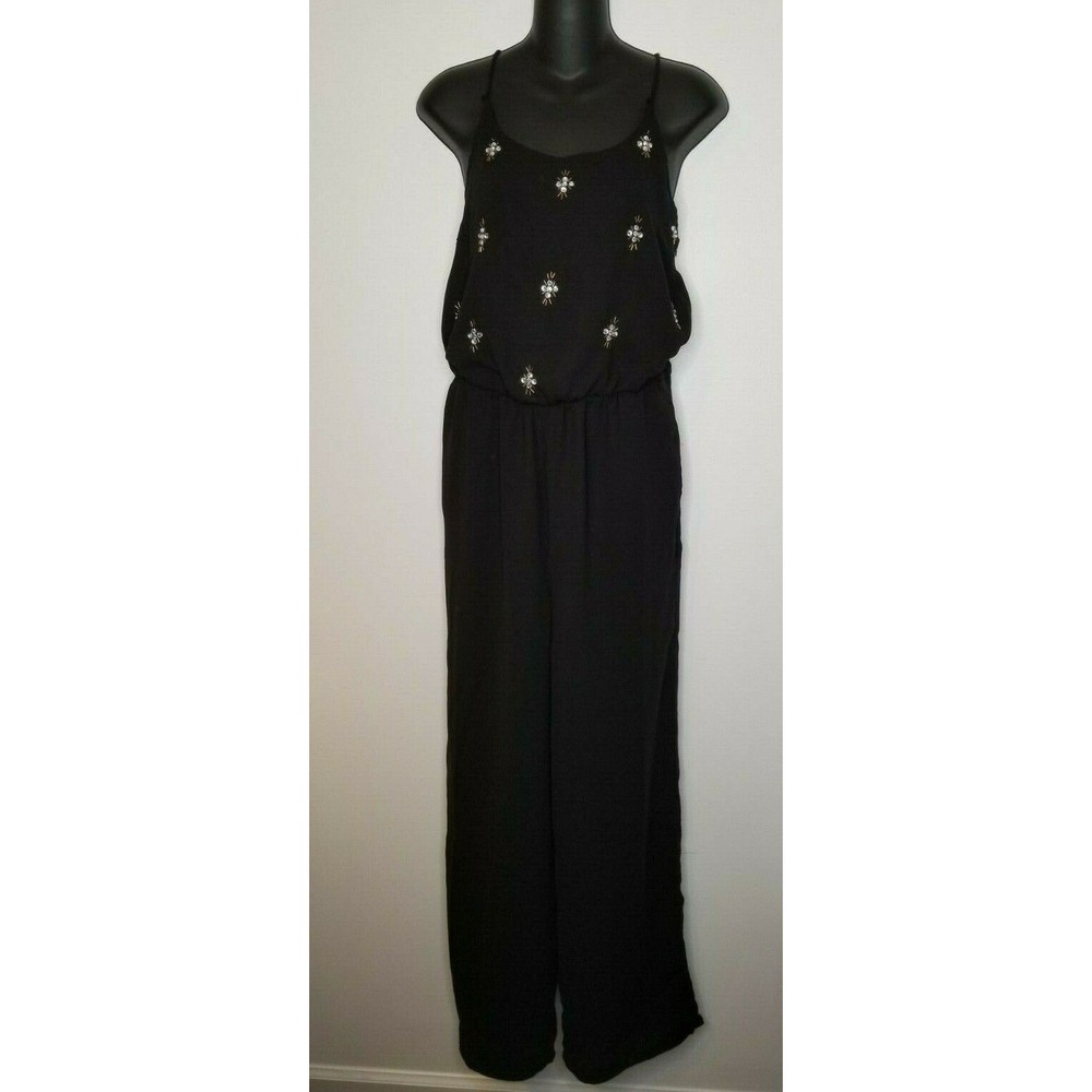 Walter Baker Womens Black Carrie Jumpsuit Sz Small NWT $228 Sleeveless Bead